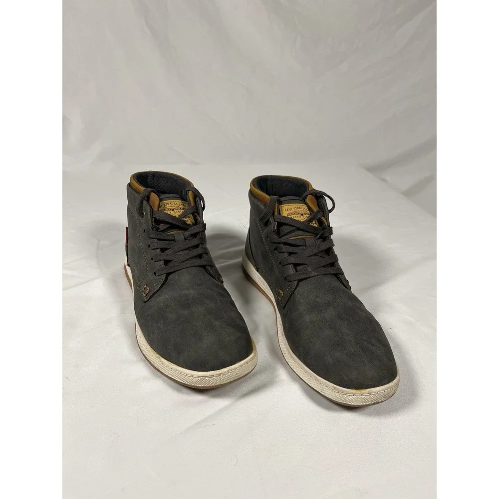 Levi's Mens Chukka Boots Size 8 Gray Faux Leather Lace Up Casual Shoes 518824K36